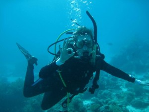 Giving the OK signal Telana giving the diving "okay" signal